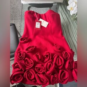 Valentino Garavani Women's Rose- Appliqué Strapless Minidress